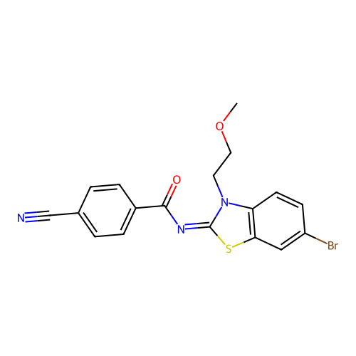 (Z)-N-(6-bromo-3-(2-methoxyethyl)benzo[d]thiazol-2(3H)-ylidene)-4-cyanobenzamide structure