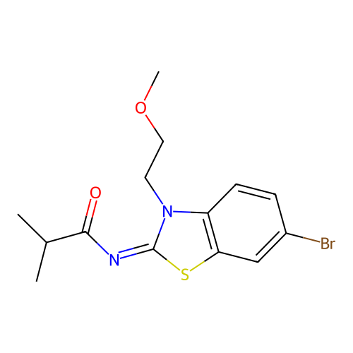(Z)-N-(6-bromo-3-(2-methoxyethyl)benzo[d]thiazol-2(3H)-ylidene)isobutyramide structure