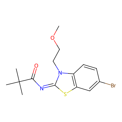 (Z)-N-(6-bromo-3-(2-methoxyethyl)benzo[d]thiazol-2(3H)-ylidene)pivalamide structure