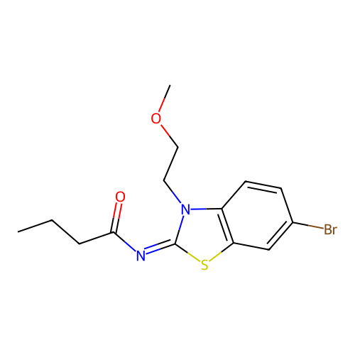 (Z)-N-(6-bromo-3-(2-methoxyethyl)benzo[d]thiazol-2(3H)-ylidene)butyramide structure