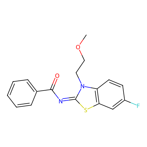 (Z)-N-(6-fluoro-3-(2-methoxyethyl)benzo[d]thiazol-2(3H)-ylidene)benzamide structure