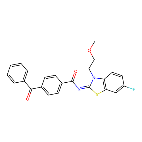 4-benzoyl-N-[6-fluoro-3-(2-methoxyethyl)-1,3-benzothiazol-2-ylidene]benzamide structure