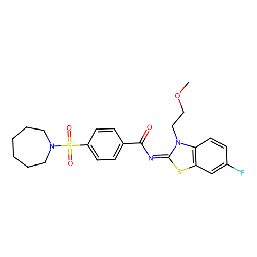 (Z)-4-(azepan-1-ylsulfonyl)-N-(6-fluoro-3-(2-methoxyethyl)benzo[d]thiazol-2(3H)-ylidene)benzamide structure
