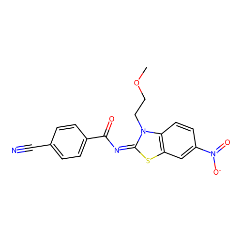 (Z)-4-cyano-N-(3-(2-methoxyethyl)-6-nitrobenzo[d]thiazol-2(3H)-ylidene)benzamide structure