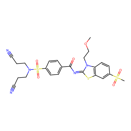 (Z)-4-(N,N-bis(2-cyanoethyl)sulfamoyl)-N-(3-(2-methoxyethyl)-6-(methylsulfonyl)benzo[d]thiazol-2(3H)-ylidene)benzamide structure