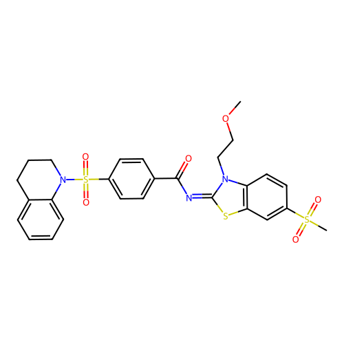 4-(3,4-dihydro-2H-quinolin-1-ylsulfonyl)-N-[3-(2-methoxyethyl)-6-methylsulfonyl-1,3-benzothiazol-2-ylidene]benzamide structure