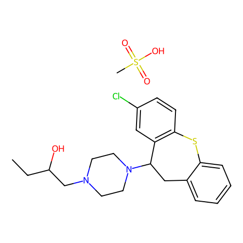 2-Chloro-11-(4-(2-hydroxybutyl)piperazino)-10,11-dihydrodibenzo(b,f)thiepin methanesulfonate structure