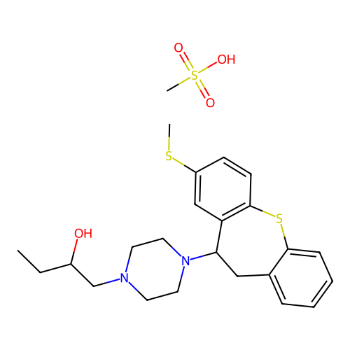 1-Piperazineethanol, 4-(10,11-dihydro-8-(methylthio)dibenzo(b,f)thiepin-10-yl)-alpha-ethyl-, monomethanesulfonate structure