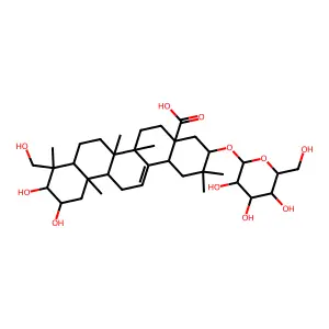 21-(Hexopyranosyloxy)-2,3,23-trihydroxyolean-12-en-28-oic acid structure