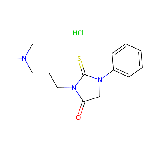 Hydantoin, 3-(3-(dimethylamino)propyl)-1-phenyl-2-thio-, hydrochloride structure