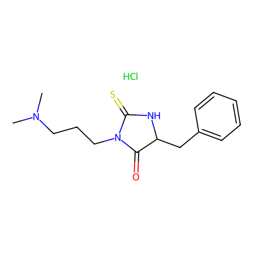Hydantoin, 5-benzyl-3-(3-(dimethylamino)propyl)-2-thio-, hydrochloride structure