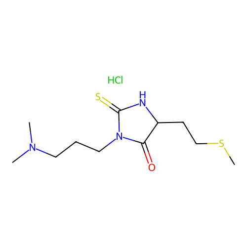 3-(3-(Dimethylamino)propyl)-5-(2-(methylthio)ethyl)-2-thiohydantoin hydrochloride structure