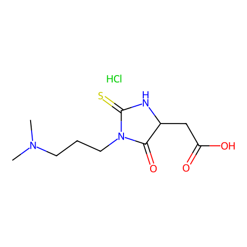 1-(3-(Dimethylamino)propyl)-5-oxo-2-thioxo-4-imidazolineacetic acid hydrochloride structure