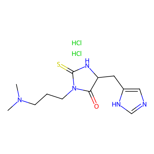 3-(3-(Dimethylamino)propyl)-5-(5-imidazolylmethyl)-2-thiohydantoin dihydrochloride structure