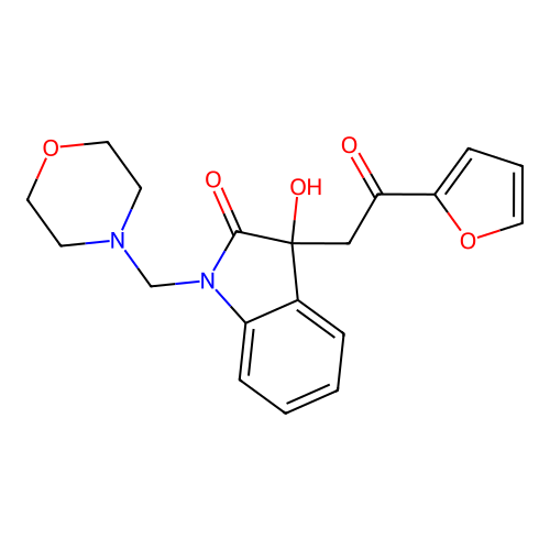 3-(2-(2-Furyl)-2-oxoethyl)-3-hydroxy-1-(morpholin-4-ylmethyl)indolin-2-one structure