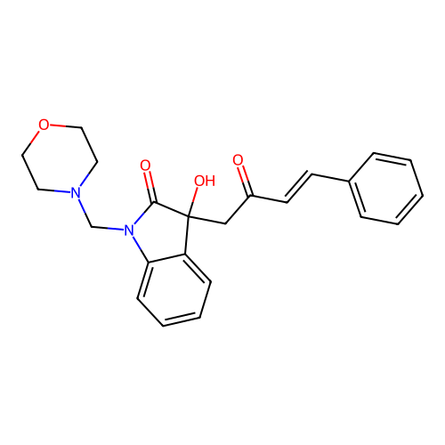 3-hydroxy-1-(4-morpholinylmethyl)-3-(2-oxo-4-phenyl-3-butenyl)-1,3-dihydro-2H-indol-2-one structure