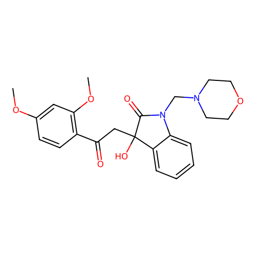 3-[2-(2,4-dimethoxyphenyl)-2-oxoethyl]-3-hydroxy-1-(morpholin-4-ylmethyl)-1,3-dihydro-2H-indol-2-one structure