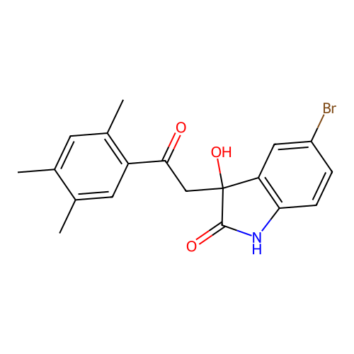 5-bromo-3-hydroxy-3-[2-oxo-2-(2,4,5-trimethylphenyl)ethyl]-1H-indol-2-one structure