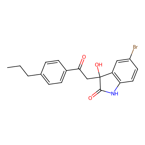 5-bromo-3-hydroxy-3-[2-oxo-2-(4-propylphenyl)ethyl]-1H-indol-2-one structure