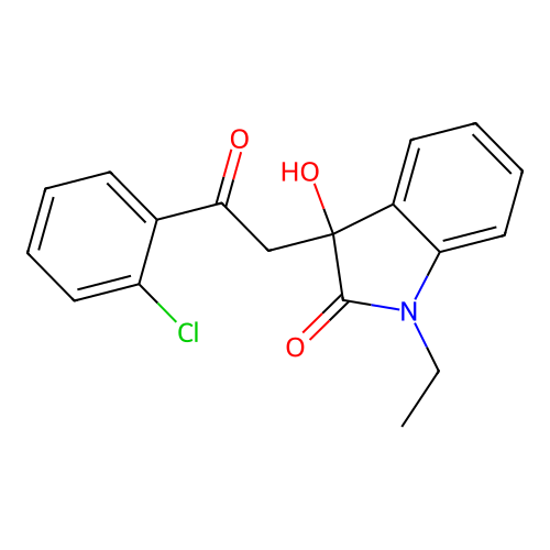 3-[2-(2-Chlorophenyl)-2-oxoethyl]-1-ethyl-3-hydroxyindol-2-one structure