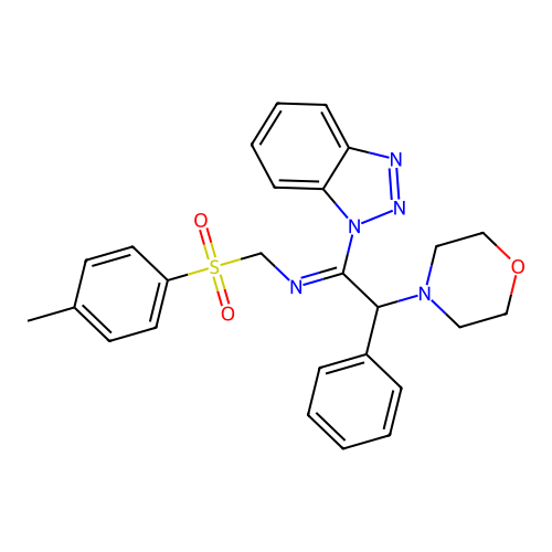 [1-(1H-1,2,3-benzotriazol-1-yl)-2-(morpholin-4-yl)-2-phenylethylidene][(4-methylbenzenesulfonyl)methyl]amine structure