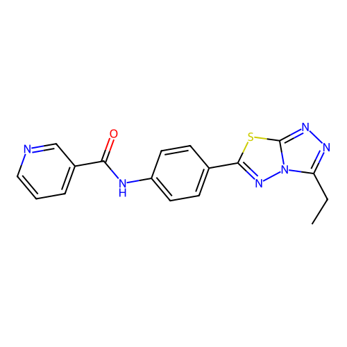 N-(4-(3-ethyl-[1,2,4]triazolo[3,4-b][1,3,4]thiadiazol-6-yl)phenyl)nicotinamide structure