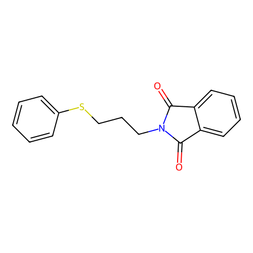2-(3-(phenylthio)propyl)-1H-isoindole-1,3(2H)-dione structure