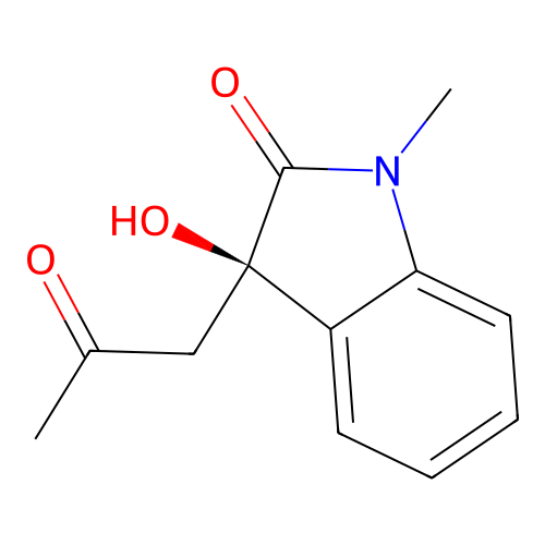 (R)-3-hydroxy-1-methyl-3-(2-oxopropyl)indolin-2-one structure