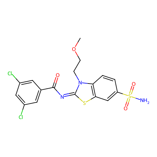 (Z)-3,5-dichloro-N-(3-(2-methoxyethyl)-6-sulfamoylbenzo[d]thiazol-2(3H)-ylidene)benzamide structure