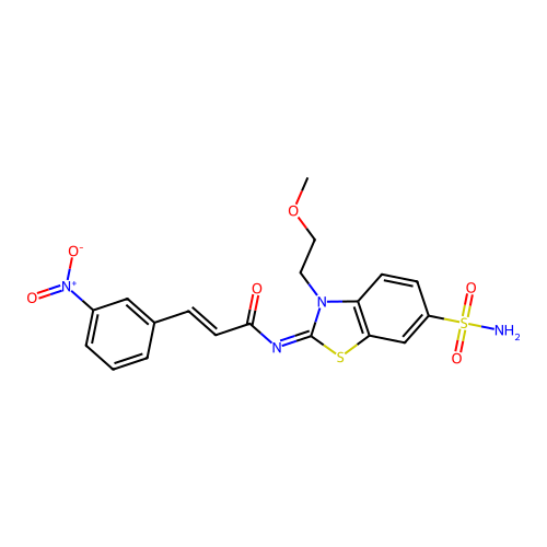 (2E,NZ)-N-(3-(2-methoxyethyl)-6-sulfamoylbenzo[d]thiazol-2(3H)-ylidene)-3-(3-nitrophenyl)acrylamide structure