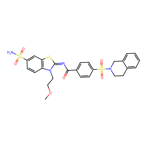 N-[(2Z)-3-(2-methoxyethyl)-6-sulfamoyl-2,3-dihydro-1,3-benzothiazol-2-ylidene]-4-(1,2,3,4-tetrahydroisoquinoline-2-sulfonyl)benzamide structure