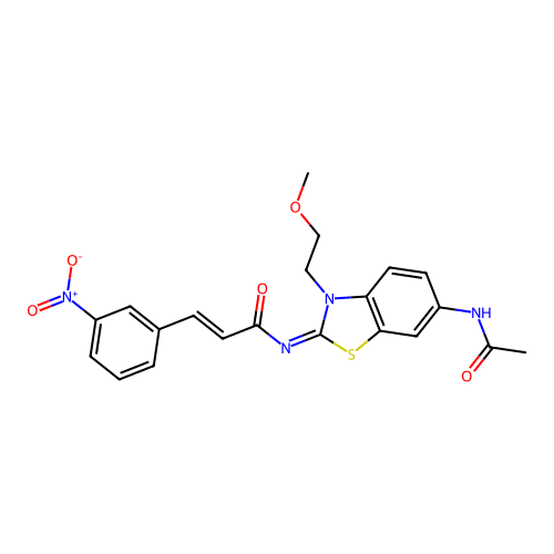 (2E,NZ)-N-(6-acetamido-3-(2-methoxyethyl)benzo[d]thiazol-2(3H)-ylidene)-3-(3-nitrophenyl)acrylamide structure
