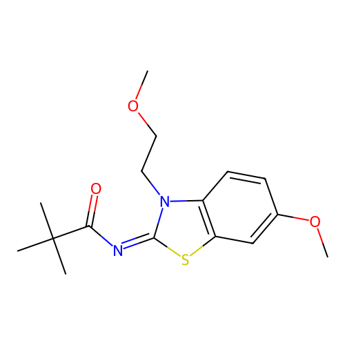 (Z)-N-(6-methoxy-3-(2-methoxyethyl)benzo[d]thiazol-2(3H)-ylidene)pivalamide structure