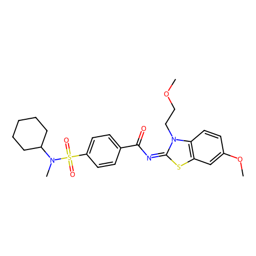 (Z)-4-(N-cyclohexyl-N-methylsulfamoyl)-N-(6-methoxy-3-(2-methoxyethyl)benzo[d]thiazol-2(3H)-ylidene)benzamide structure