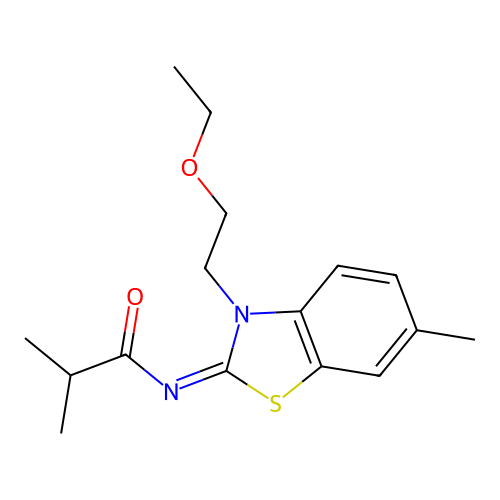 (Z)-N-(3-(2-ethoxyethyl)-6-methylbenzo[d]thiazol-2(3H)-ylidene)isobutyramide structure