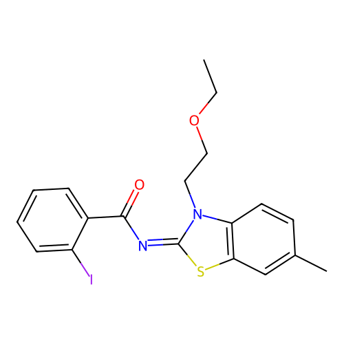 (Z)-N-(3-(2-ethoxyethyl)-6-methylbenzo[d]thiazol-2(3H)-ylidene)-2-iodobenzamide structure