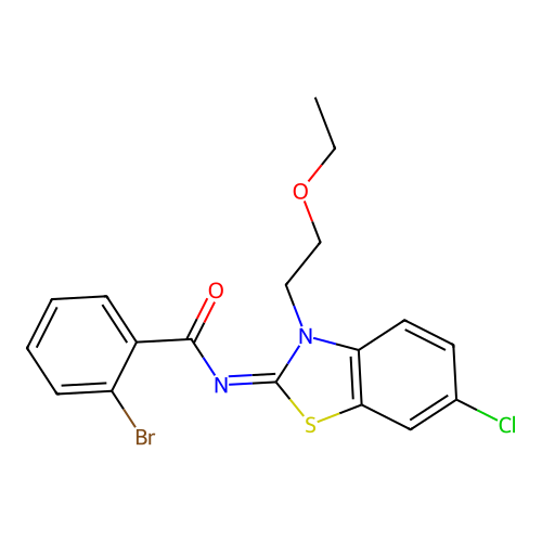 (Z)-2-bromo-N-(6-chloro-3-(2-ethoxyethyl)benzo[d]thiazol-2(3H)-ylidene)benzamide structure
