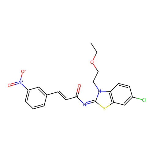 (2E,NZ)-N-(6-chloro-3-(2-ethoxyethyl)benzo[d]thiazol-2(3H)-ylidene)-3-(3-nitrophenyl)acrylamide structure