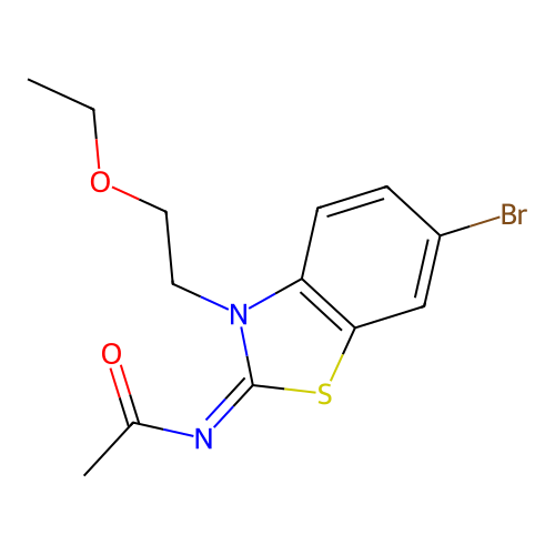 (Z)-N-(6-bromo-3-(2-ethoxyethyl)benzo[d]thiazol-2(3H)-ylidene)acetamide structure