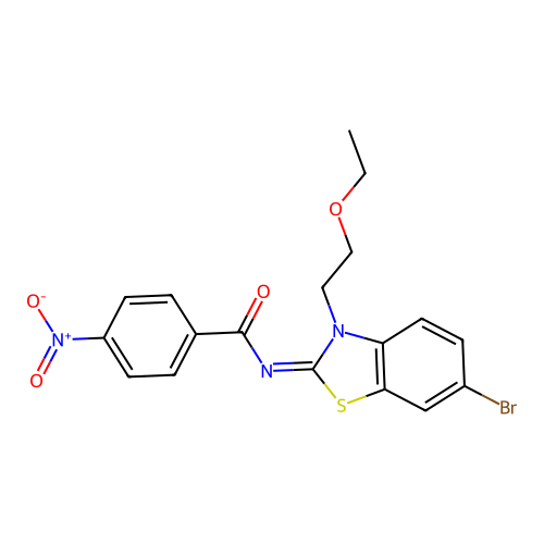 N-[6-bromo-3-(2-ethoxyethyl)-1,3-benzothiazol-2-ylidene]-4-nitrobenzamide structure