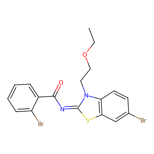 (Z)-2-bromo-N-(6-bromo-3-(2-ethoxyethyl)benzo[d]thiazol-2(3H)-ylidene)benzamide structure