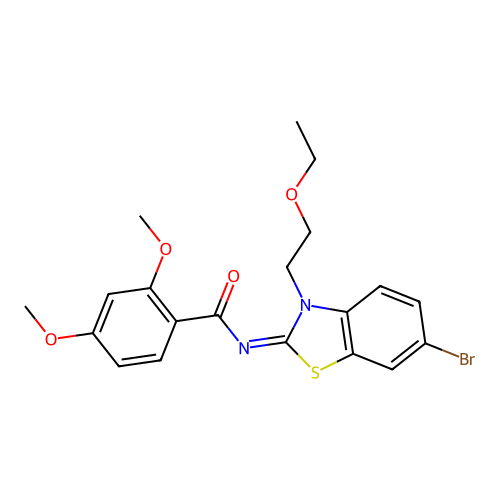 (Z)-N-(6-bromo-3-(2-ethoxyethyl)benzo[d]thiazol-2(3H)-ylidene)-2,4-dimethoxybenzamide structure