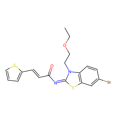 (2E,NZ)-N-(6-bromo-3-(2-ethoxyethyl)benzo[d]thiazol-2(3H)-ylidene)-3-(thiophen-2-yl)acrylamide structure