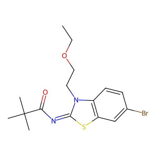 (Z)-N-(6-bromo-3-(2-ethoxyethyl)benzo[d]thiazol-2(3H)-ylidene)pivalamide structure
