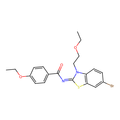 N-[6-bromo-3-(2-ethoxyethyl)-1,3-benzothiazol-2-ylidene]-4-ethoxybenzamide structure
