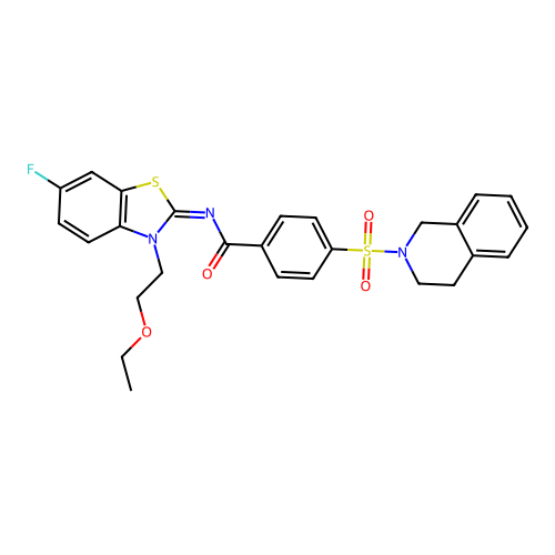 (Z)-4-((3,4-dihydroisoquinolin-2(1H)-yl)sulfonyl)-N-(3-(2-ethoxyethyl)-6-fluorobenzo[d]thiazol-2(3H)-ylidene)benzamide structure
