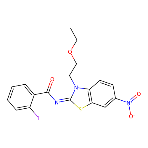(Z)-N-(3-(2-ethoxyethyl)-6-nitrobenzo[d]thiazol-2(3H)-ylidene)-2-iodobenzamide structure