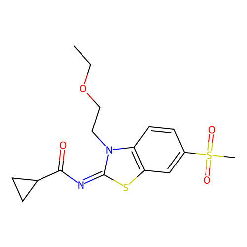 (Z)-N-(3-(2-ethoxyethyl)-6-(methylsulfonyl)benzo[d]thiazol-2(3H)-ylidene)cyclopropanecarboxamide structure