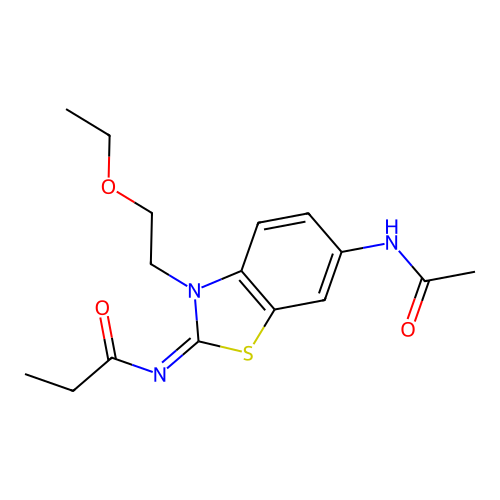 (Z)-N-(6-acetamido-3-(2-ethoxyethyl)benzo[d]thiazol-2(3H)-ylidene)propionamide structure