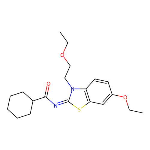(Z)-N-(6-ethoxy-3-(2-ethoxyethyl)benzo[d]thiazol-2(3H)-ylidene)cyclohexanecarboxamide structure
